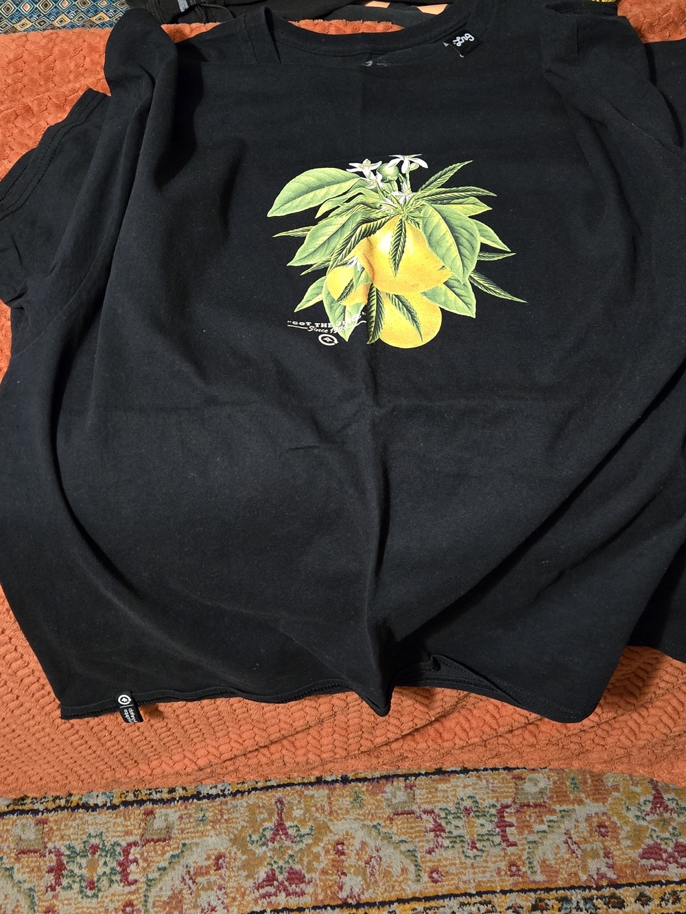 Lrg Black Short Sleeve Tee with Yellow & Green Citrus Graphic